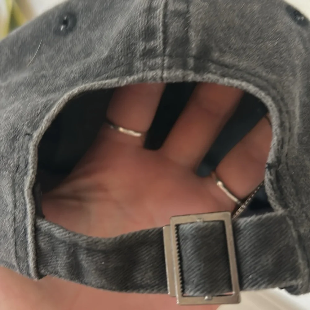 Black Baseball Cap with Skeleton Hand Design - Picture 2 of 4